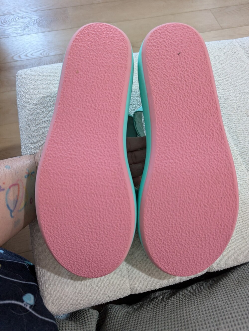 Irregular Choice Mint Green Platform Sandals with Pink Heart Accent - Picture 2 of 6